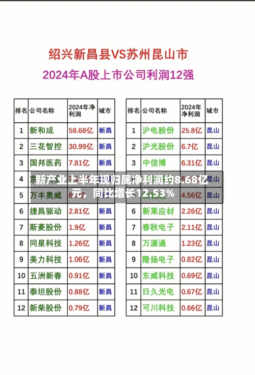 新产业上半年现归属净利润约8.68亿元，同比增长12.53%-第1张图片