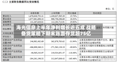 海光信息上半年净利增长近五成 战略备货策略下期末账面存货超75亿-第1张图片