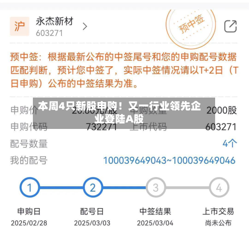 本周4只新股申购！又一行业领先企业登陆A股-第1张图片