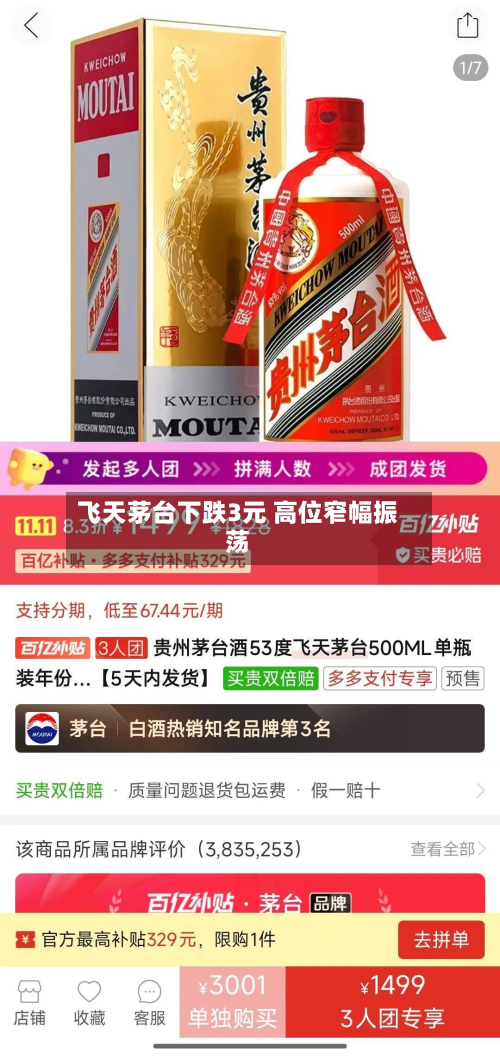 飞天茅台下跌3元 高位窄幅振荡-第2张图片