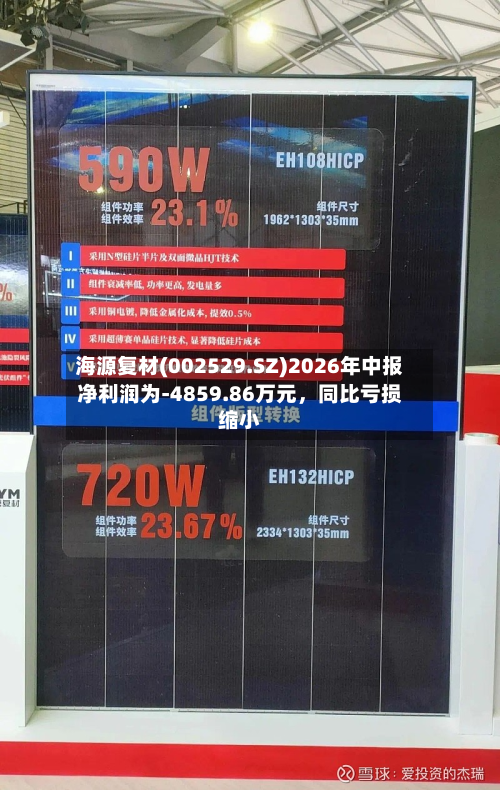 海源复材(002529.SZ)2026年中报净利润为-4859.86万元，同比亏损缩小-第1张图片
