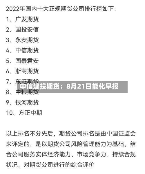 中信建投期货：8月21日能化早报-第1张图片