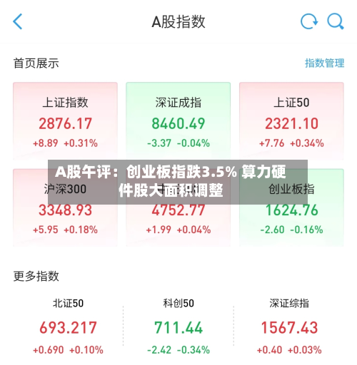 A股午评：创业板指跌3.5% 算力硬件股大面积调整-第1张图片