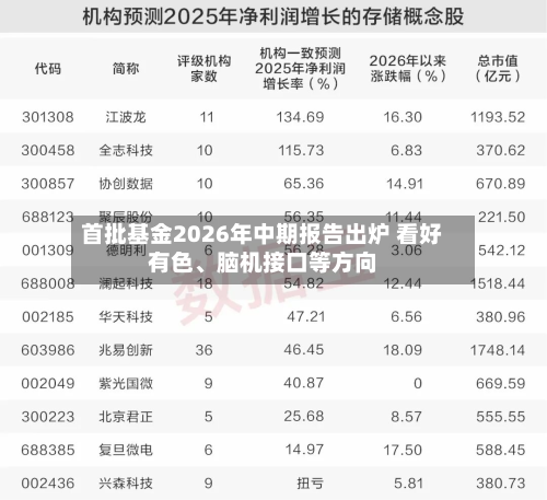 首批基金2026年中期报告出炉 看好有色、脑机接口等方向-第1张图片